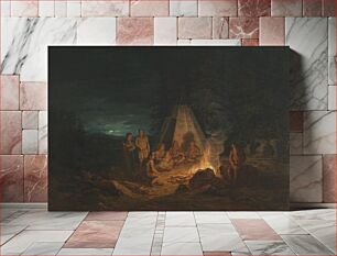 Πίνακας, Saami people around a fire, 1813, by Alexander Lauréus