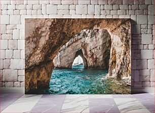 Πίνακας, Sailboat in Sea Cave Ιστιοπλοϊκό στο Θαλασσινό Σπήλαιο