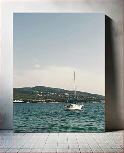 Πίνακας, Sailboat on the Sea with Mountain Scenery Ιστιοφόρο στη θάλασσα με ορεινό τοπίο