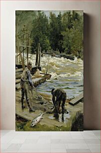 Πίνακας, Salmon fishing, 1892, Gunnar Berndtson