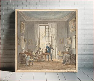 Πίνακας, Salon Interior with Gabriel d'Arjuzon Playing the Violin and Pascalie Hosten, Comtess d'Arjuzon, Playing Guitar