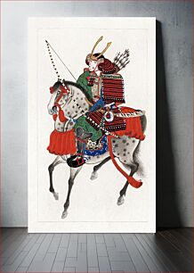 Πίνακας, Samurai on horseback (1878) vintage Japanese ink drawing