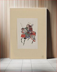 Πίνακας, [Samurai on horseback, wearing armor and horned helmet, carrying bow and arrows]