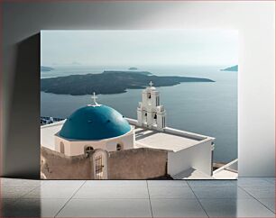 Πίνακας, Santorini Church Overlooking the Sea Εκκλησία της Σαντορίνης με θέα στη θάλασσα