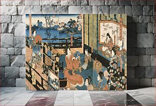 Πίνακας, Scene from the Play Meiboku Sendai Hagi: The Prince Watching Tea Preparation by Utagawa Kunisada