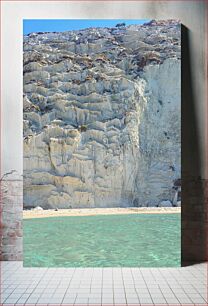 Πίνακας, Scenic Beachfront with Rocky Cliffs Γραφική παραλία με βραχώδεις βράχους