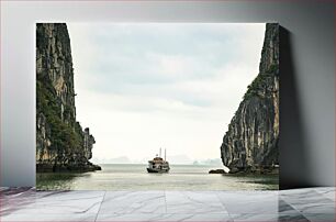 Πίνακας, Scenic Boat between Cliffs Γραφικό σκάφος ανάμεσα σε βράχους
