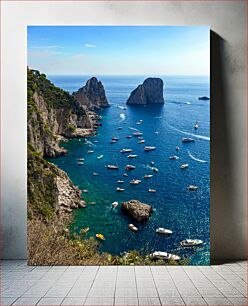 Πίνακας, Scenic Coastal View with Boats Γραφική θέα στην Ακτή με Βάρκες