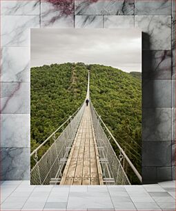 Πίνακας, Scenic Suspension Bridge in a Forest Γραφική κρεμαστή γέφυρα σε ένα δάσος