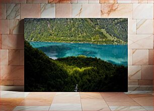 Πίνακας, Scenic View of a Lake and Forest Γραφική θέα σε λίμνη και δάσος