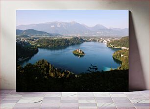 Πίνακας, Scenic View of Lake and Mountains Γραφική θέα της λίμνης και των βουνών