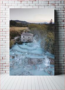 Πίνακας, Scenic Waterfall and House Γραφικός καταρράκτης και σπίτι