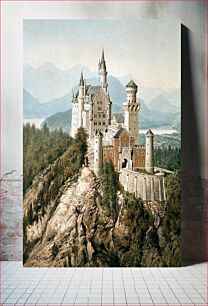 Πίνακας, Schloss Neuschwanstein Castle in Upper Bavaria (1907) architecture watercolor art by Adolf Hitler