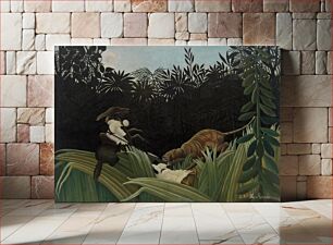 Πίνακας, Scouts Attacked by a Tiger (Éclaireurs attaqués par un tigre) (1904) by Henri Rousseau