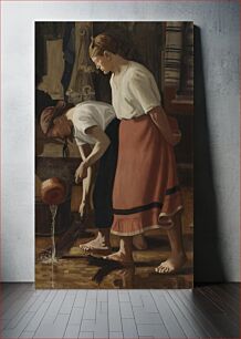 Πίνακας, Scrubbing the floor, 1908, Juho Rissanen