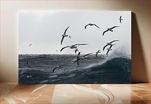 Πίνακας, Seabirds in Stormy Waters Θαλασσοπούλια σε Θυελλώδη Νερά