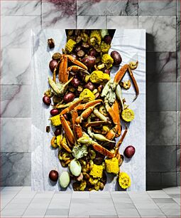 Πίνακας, Seafood Boil with Corn and Potatoes Θαλασσινά βραστό με καλαμπόκι και πατάτες