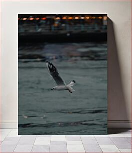 Πίνακας, Seagull in Flight Over Water Γλάρος σε πτήση πάνω από το νερό