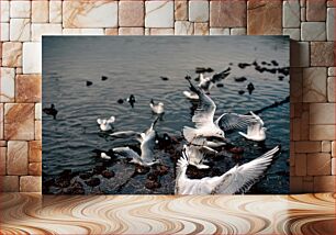 Πίνακας, Seagulls in Flight Over Water Γλάροι σε πτήση πάνω από το νερό