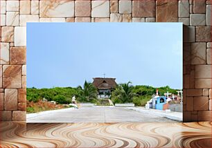 Πίνακας, Seaside Chapel with Palm Trees Παραθαλάσσιο παρεκκλήσι με φοίνικες