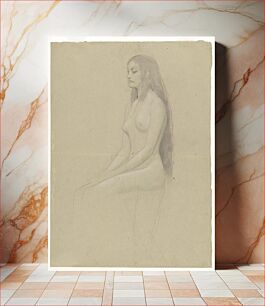 Πίνακας, Seated female nude with long loose hair to the left by Gustav Klimt