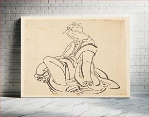 Πίνακας, Seated Woman during 19th century in high resolution by Katsushika Hokusai