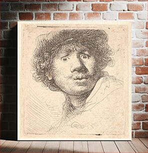 Πίνακας, Self portrait with staring eyes by Rembrandt van Rijn