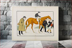 Πίνακας, Sem (1863-1934). Album vert de Sem - Le jockey Rigby, Maurice Ephrussi et l'entraîneur Carter. Lithographie couleur. Paris, musée Carnavalet