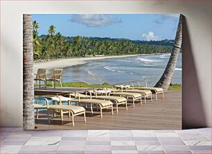 Πίνακας, Serene Beachfront with Lounges Ήσυχη παραλία με σαλόνια