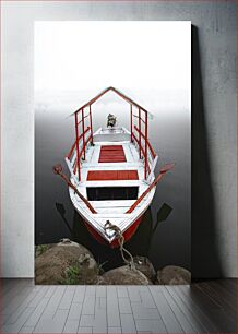 Πίνακας, Serene Boat on Misty Water Γαλήνια βάρκα στο ομιχλώδες νερό