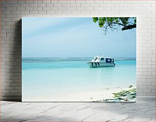Πίνακας, Serene Boat on Turquoise Waters Γαλήνια βάρκα στα τιρκουάζ νερά