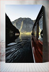 Πίνακας, Serene Boat Ride in the Mountains Γαλήνια βόλτα με βάρκα στα βουνά