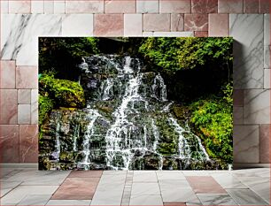 Πίνακας, Serene Forest Waterfall Καταρράκτης Γαληνό Δάσος
