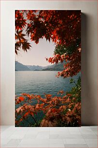 Πίνακας, Serene Lake View with Autumn Foliage Γαλήνια θέα στη λίμνη με φθινοπωρινό φύλλωμα