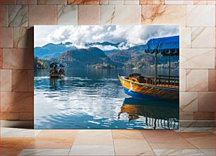 Πίνακας, Serene Lake View with Boats Γαλήνια θέα στη λίμνη με βάρκες