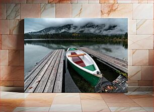 Πίνακας, Serene Lake with Boat Γαλήνια λίμνη με βάρκα
