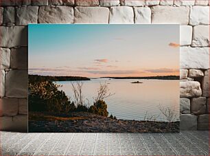 Πίνακας, Serene Lakeside Sunrise Γαλήνια Ανατολή δίπλα στη Λίμνη