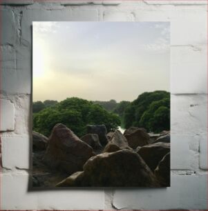 Πίνακας, Serene Landscape with Rocks and Trees Γαλήνιο Τοπίο με Βράχους και Δέντρα