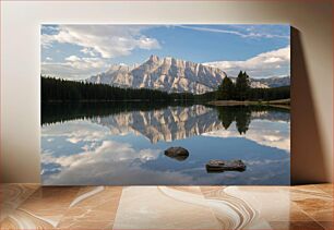 Πίνακας, Serene Mountain Lake Reflection Γαλήνια ορεινή αντανάκλαση λίμνης