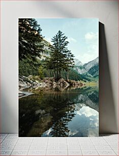 Πίνακας, Serene Mountain Landscape with Trees and Reflection Γαλήνιο ορεινό τοπίο με δέντρα και αντανάκλαση