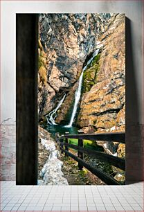 Πίνακας, Serene Mountain Waterfall Καταρράκτης Γαληνό Βουνό
