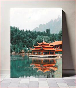 Πίνακας, Serene Pagoda by the Lake Γαλήνια παγόδα δίπλα στη λίμνη