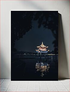 Πίνακας, Serene Pavilion at Night Γαλήνιο περίπτερο τη νύχτα