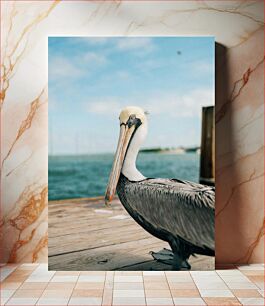 Πίνακας, Serene Pelican by the Sea Γαλήνιος πελεκάνος δίπλα στη θάλασσα