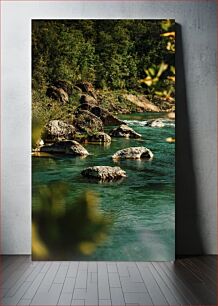 Πίνακας, Serene River with Rocks Γαλήνιο Ποτάμι με Βράχους