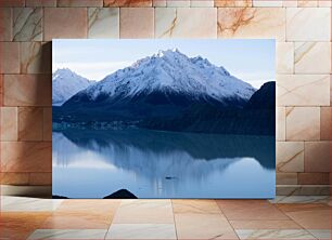 Πίνακας, Serene Snow-Capped Mountains Reflecting on a Lake Γαλήνια χιονισμένα βουνά που αντανακλούν σε μια λίμνη