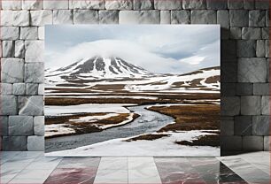 Πίνακας, Serene Snowy Landscape with Stream Γαλήνιο χιονισμένο τοπίο με ρεύμα