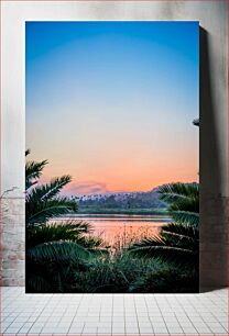 Πίνακας, Serene Sunset by the Lake Γαλήνιο ηλιοβασίλεμα δίπλα στη λίμνη