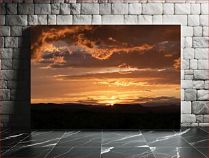 Πίνακας, Serene Sunset Over Mountains Γαλήνιο ηλιοβασίλεμα πάνω από βουνά