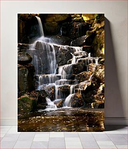 Πίνακας, Serene Waterfall Amidst Rocks Γαλήνιος καταρράκτης ανάμεσα σε βράχους